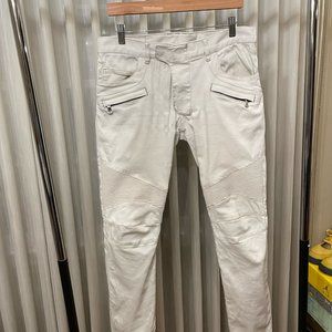 SS12 Ivory Balmain Biker Denim Jean 32x30